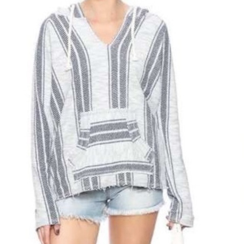 Beach poncho lightweight sweatshirt hoodie black and white ocean drive coverup